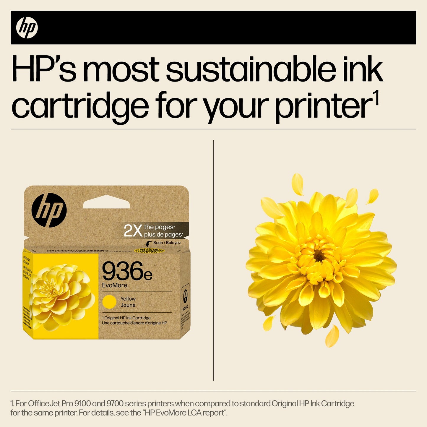 HP 936e EvoMore Yellow Original Ink Cartridge, 1,650 pages, 4S6V5LN