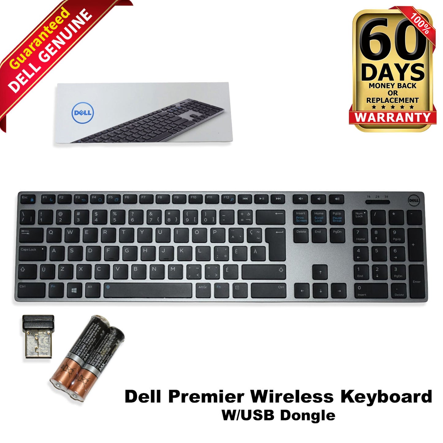 Dell WK717 Premier Wireless Bluetooth Keyboard with USB Receiver Canadian Layout