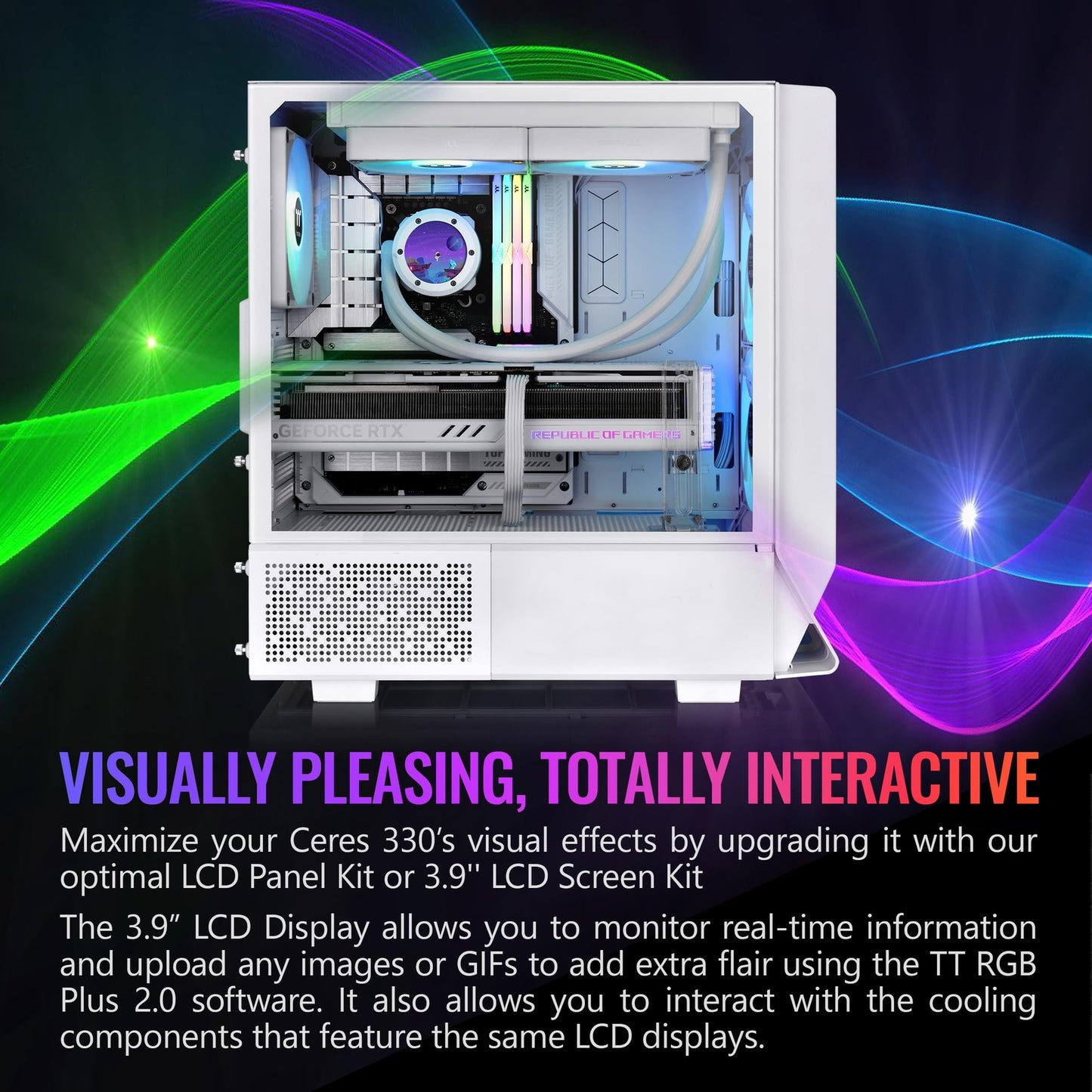Ceres 330 TG ARGB Snow Mid Tower E-ATX Case Supports Hidden-Connector Motherboar