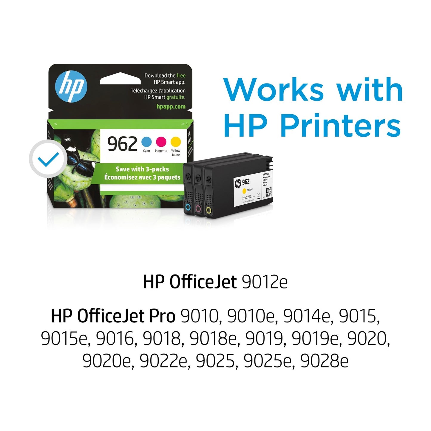 HP 962 3-pack Cyan/Magenta/Yellow Original Ink Cartridges, Per cartridge: ~700