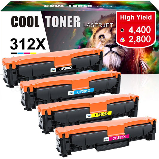 4 PK CF380A Toner Cartridge Set For HP 312X Color LaserJet M476dn M476dw M476n
