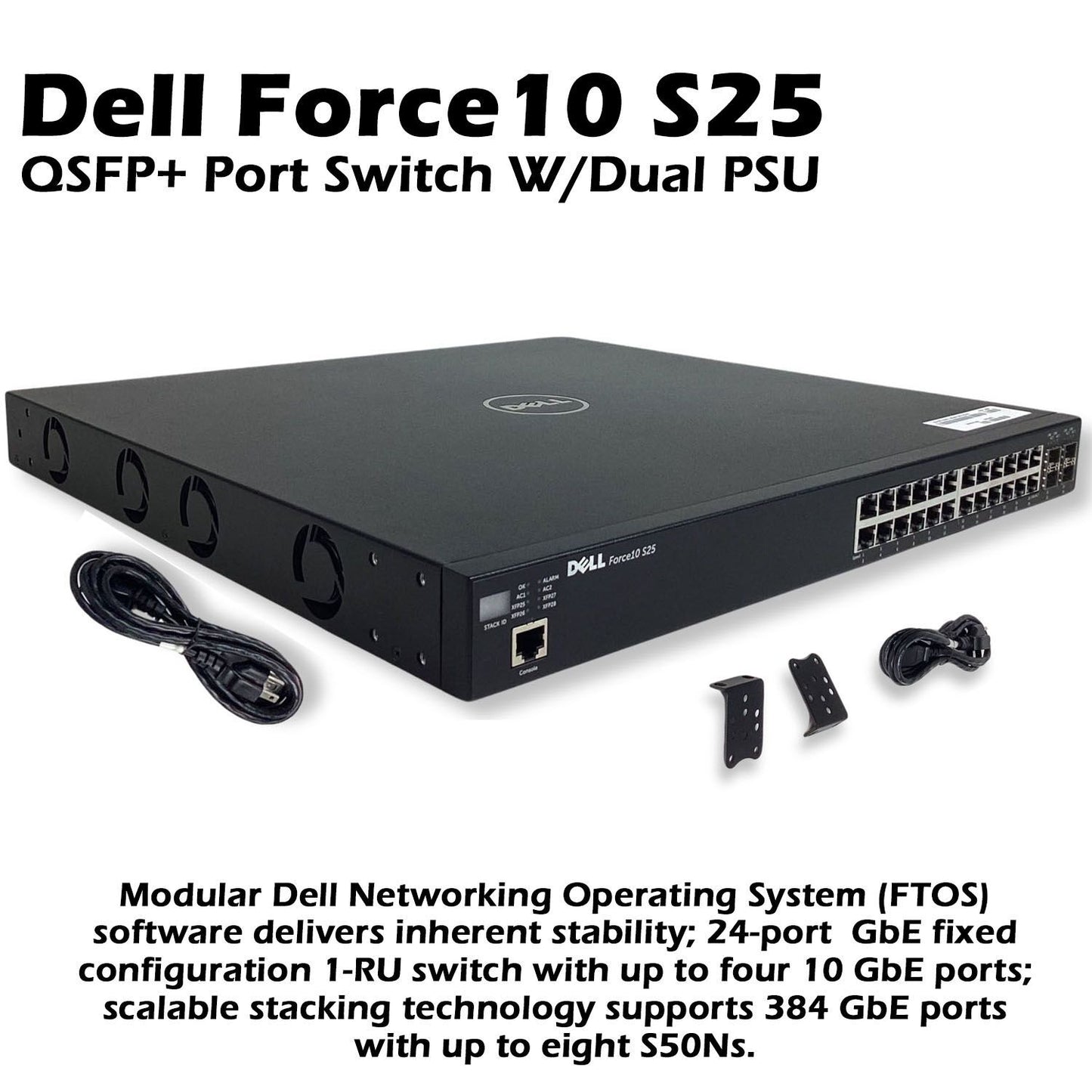 Genuine Dell OEM Force 10 S25N 24 Port Stackable Network Switch 0KTKM4 KTKM4