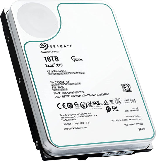 Seagate Exos X16 16TB 256MB 7200rpm 3.5" SATA 6Gb/s Hard Drive - ST16000NM001G
