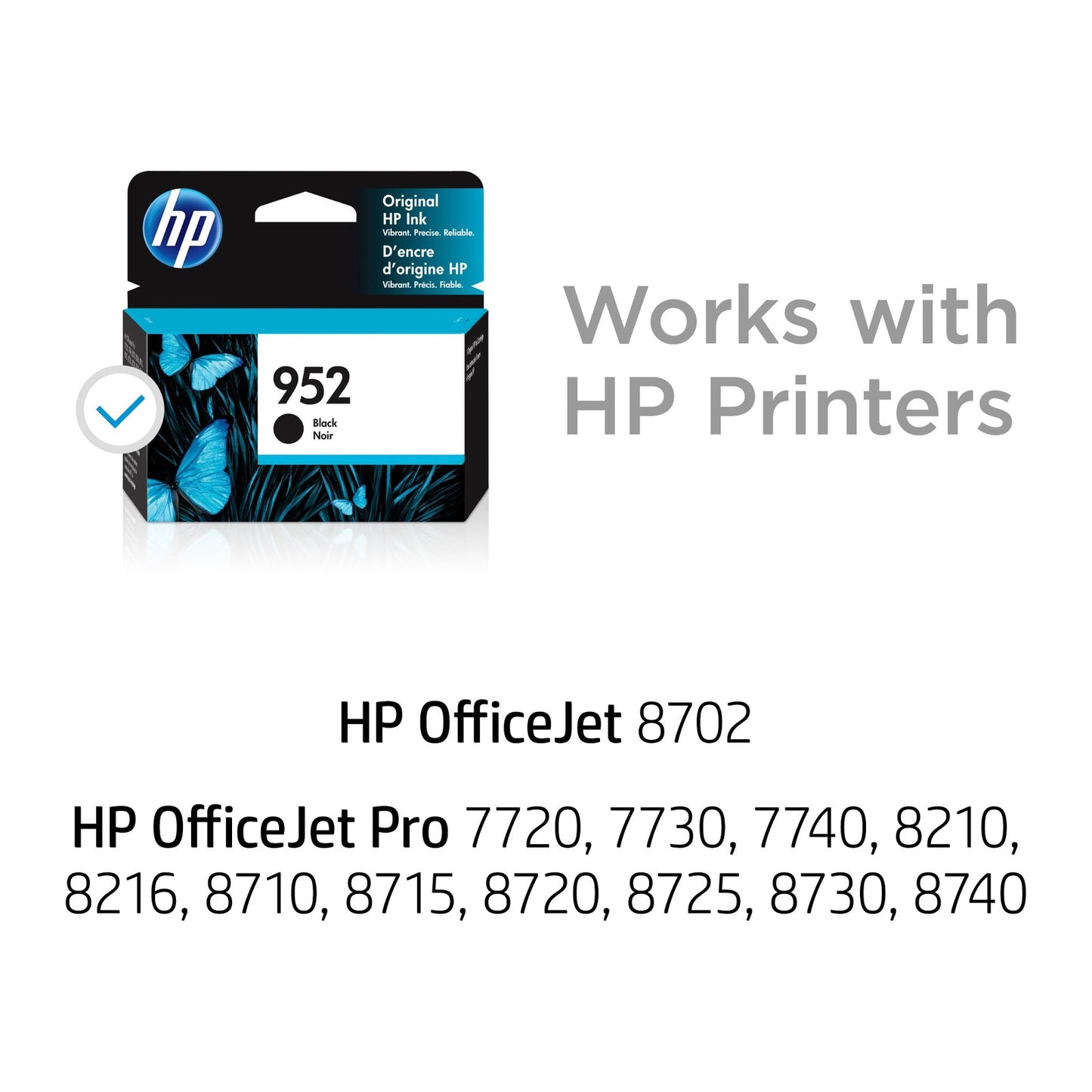 HP 952 Black Original Ink Cartridge, ~900 pages, F6U15AN#140