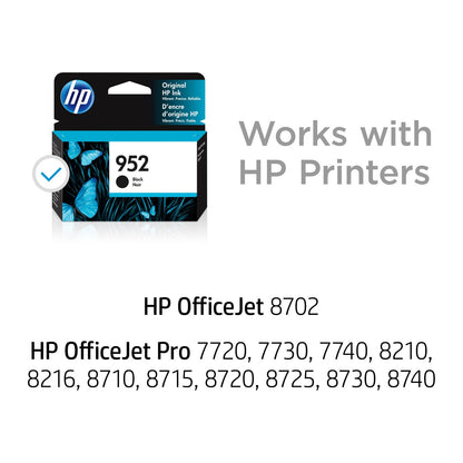 HP 952 Black Original Ink Cartridge, ~900 pages, F6U15AN#140
