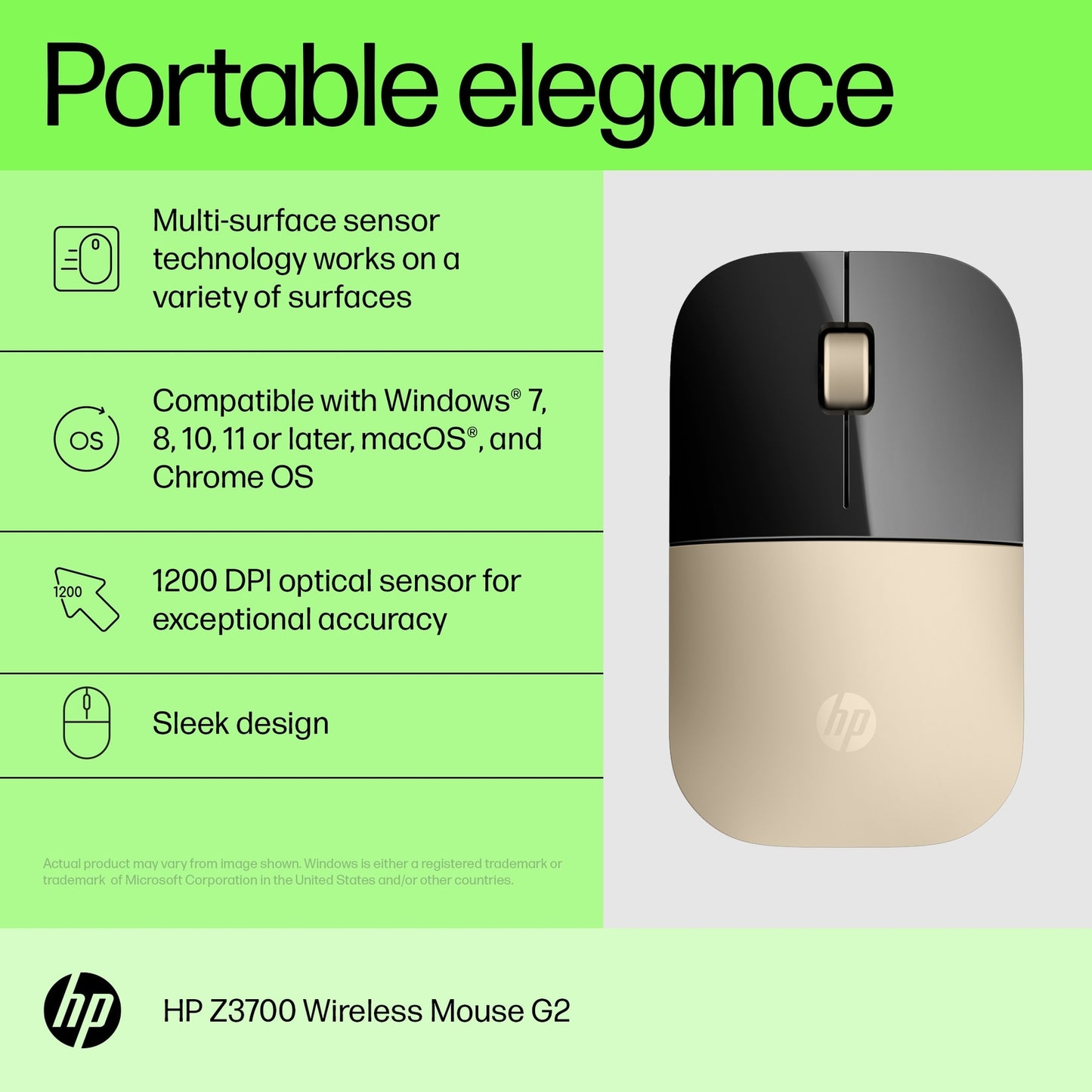 HP Z3700 Modern Gold Wireless Mouse G2