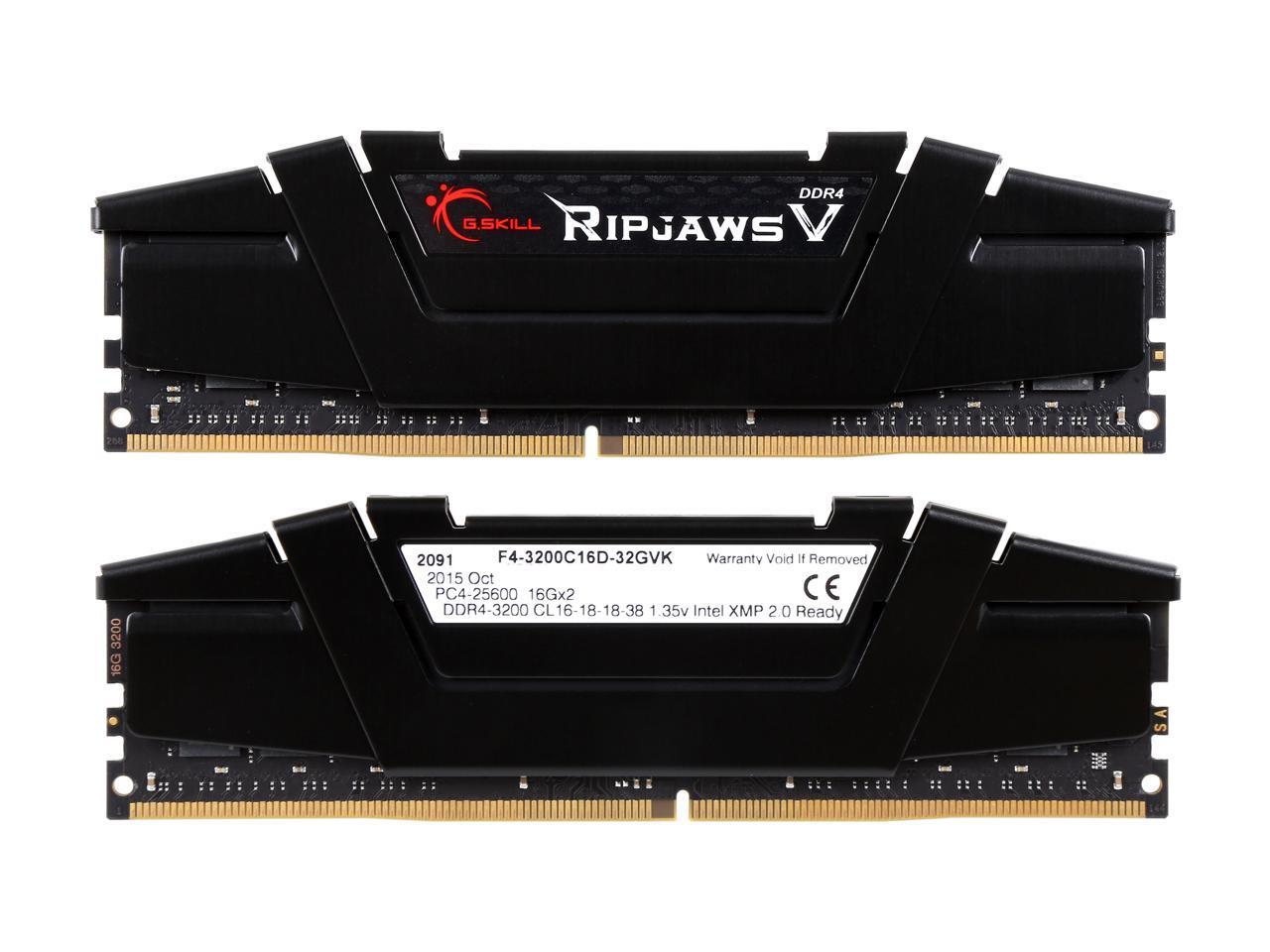 G.SKILL Ripjaws V Series 32GB (2 x 16GB) 288-Pin PC RAM DDR4 3200 (PC4 25600) D