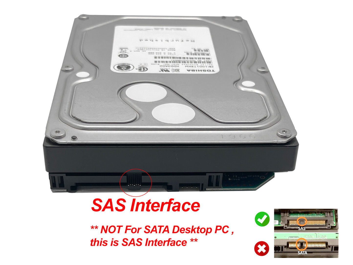 Toshiba MK1001TRKB 1 TB 7200RPM 16MB Cache 3.5" Internal SAS Hard Drive (NOT FOR HOME PC)