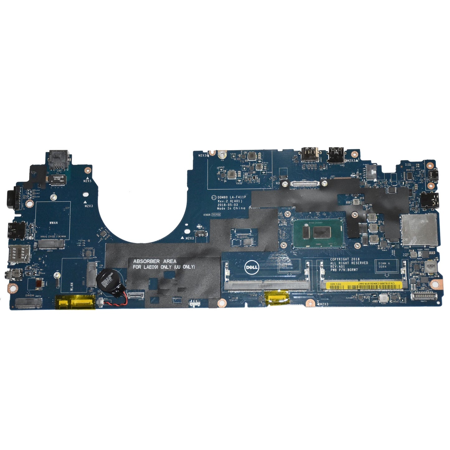 Dell Latitude 5590 Laptop Motherboard i5-8250U 1.6GHz Quad-Core LA-F411P 18JMR