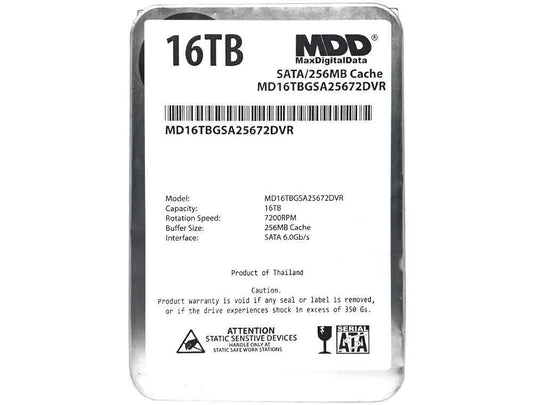 MDD 16TB 7200RPM 256MB Cache SATA 6.0Gb/s 3.5" Internal Surveillance Hard Drive