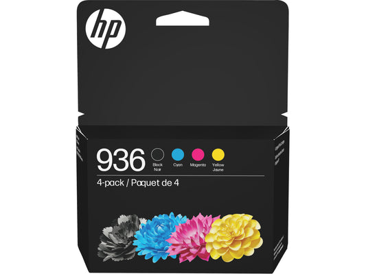 HP 936 CMYK Original Ink Cartridge 4-Pack, Average cartridge yields 1,250