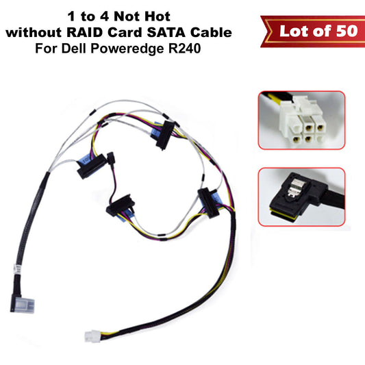 Lot of 50 Dell PowerEdge R240 60cm Mini-SAS SFF-8837 to 4x SATA Cable 2F8RD (NOT FOR HOME PC)