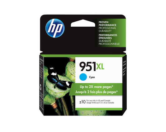 HP 951XL High Yield Cyan Original Ink Cartridge, ~1,500 pages, CN046AN#140