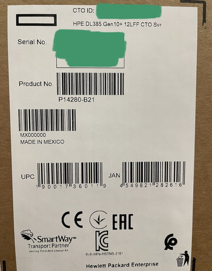 HPE DL385 Gen10 Plus 216TB HDD 2x AMD EPYC 7272 64GB 2x 1600W 10GbE 25GE P816i-a