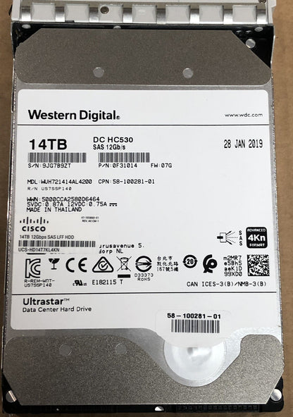 Cisco 14TB LFF NL 12Gbps SAS UCS-HD14T7KL4KN WD HC530 12G HDD C220 C240 M5 7.2K (NOT FOR HOME PC)