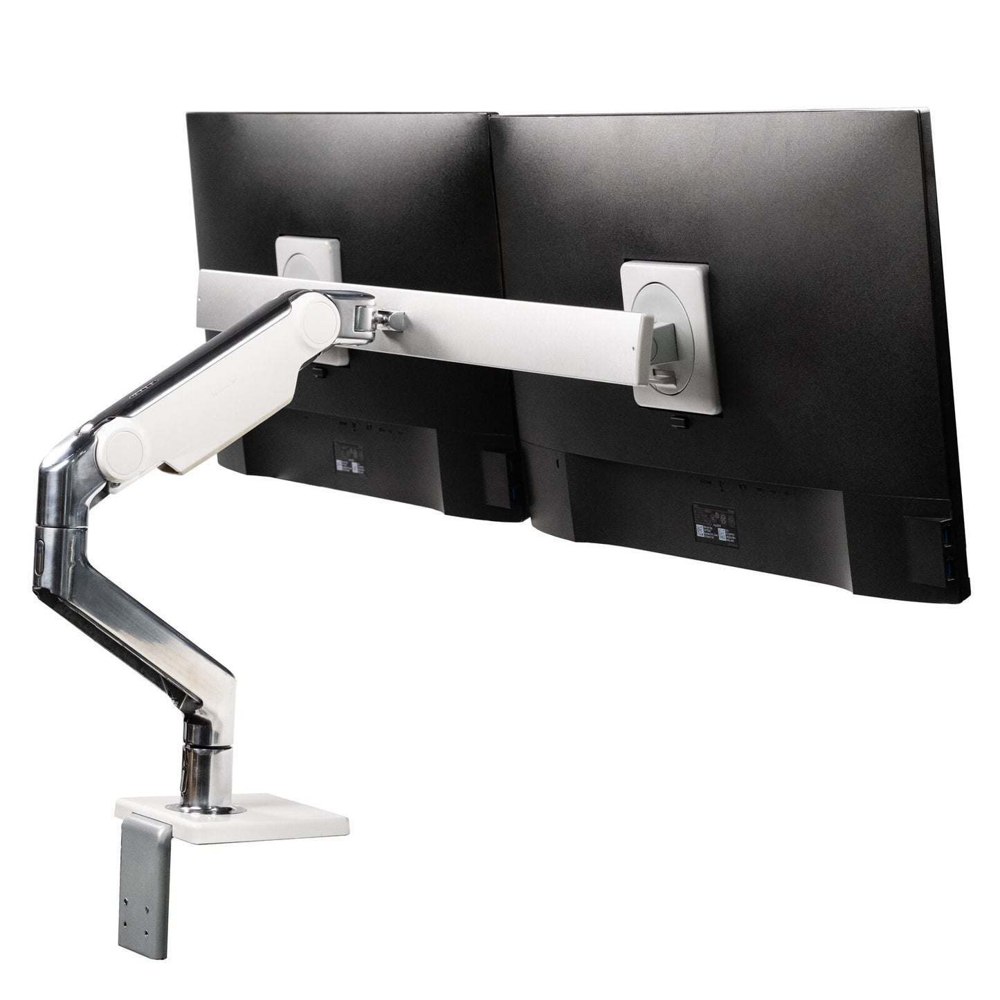 Dual Dell P2719H 27" Ultrathin Monitor w/ Dual Adjustable Humanscale Clamp Stand