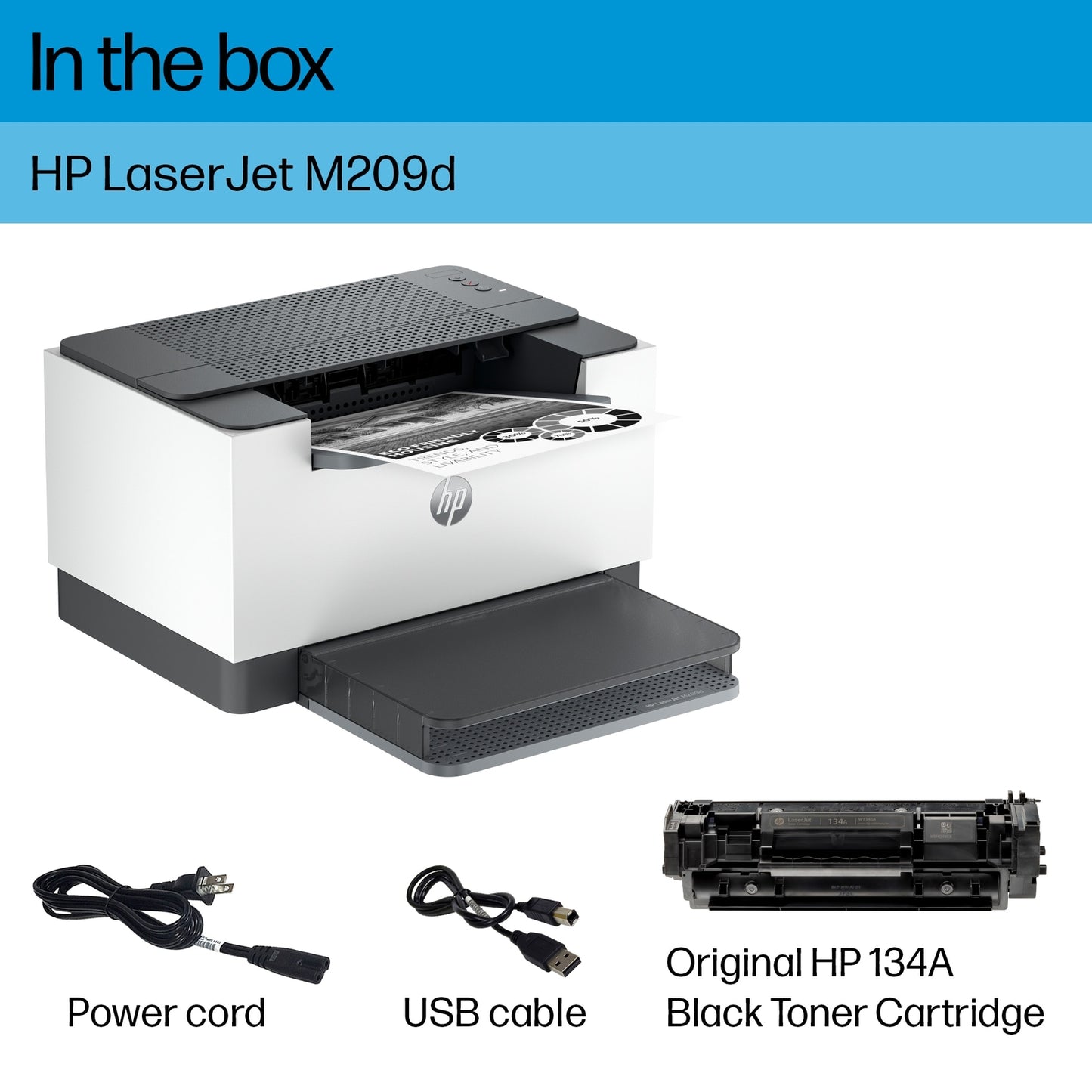HP LaserJet M209d Laser Printer, Black And White Mobile Up to 20,000