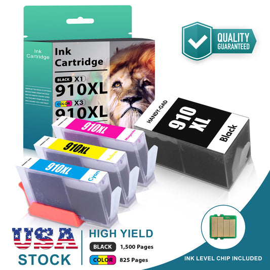 4PCS 910XL Ink Cartridge for HP 910 OfficeJet Pro 8010 8020 8022 8025 8018 8035