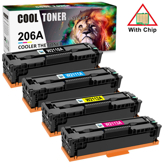 4 Pack W2110A Color Toner Compatible For HP 206A LaserJet Pro M283fdw With Chip