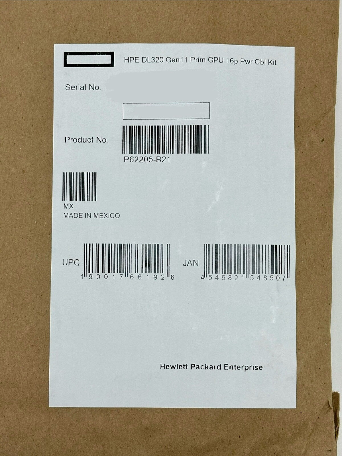 HPE ProLiant DL320 Gen11 Primary GPU 16pin Power Cable Kit P62205-B21 L40 L40S