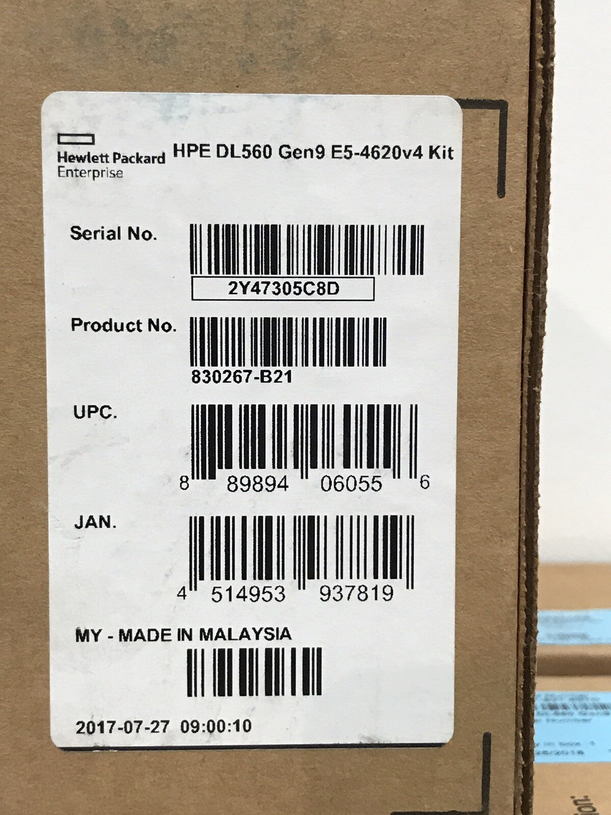 New Sealed HPE ProLiant DL560 G9 10 Core 2.1GHz Xeon E5-4620 V4 CPU Kit HP Gen9