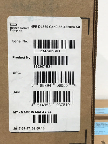 New Sealed HPE ProLiant DL560 G9 10 Core 2.1GHz Xeon E5-4620 V4 CPU Kit HP Gen9
