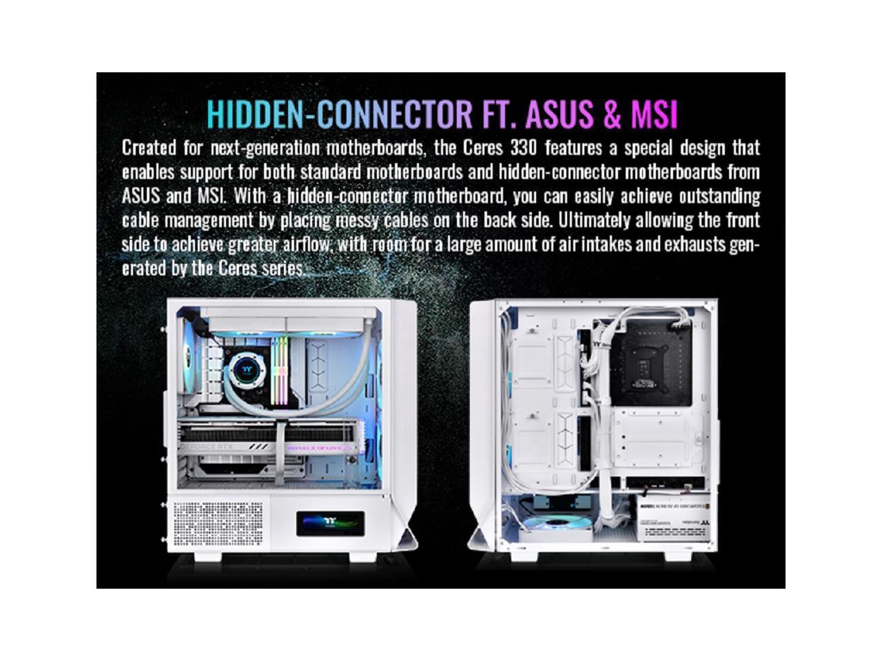 Ceres 330 TG ARGB Snow Mid Tower E-ATX Case Supports Hidden-Connector Motherboar