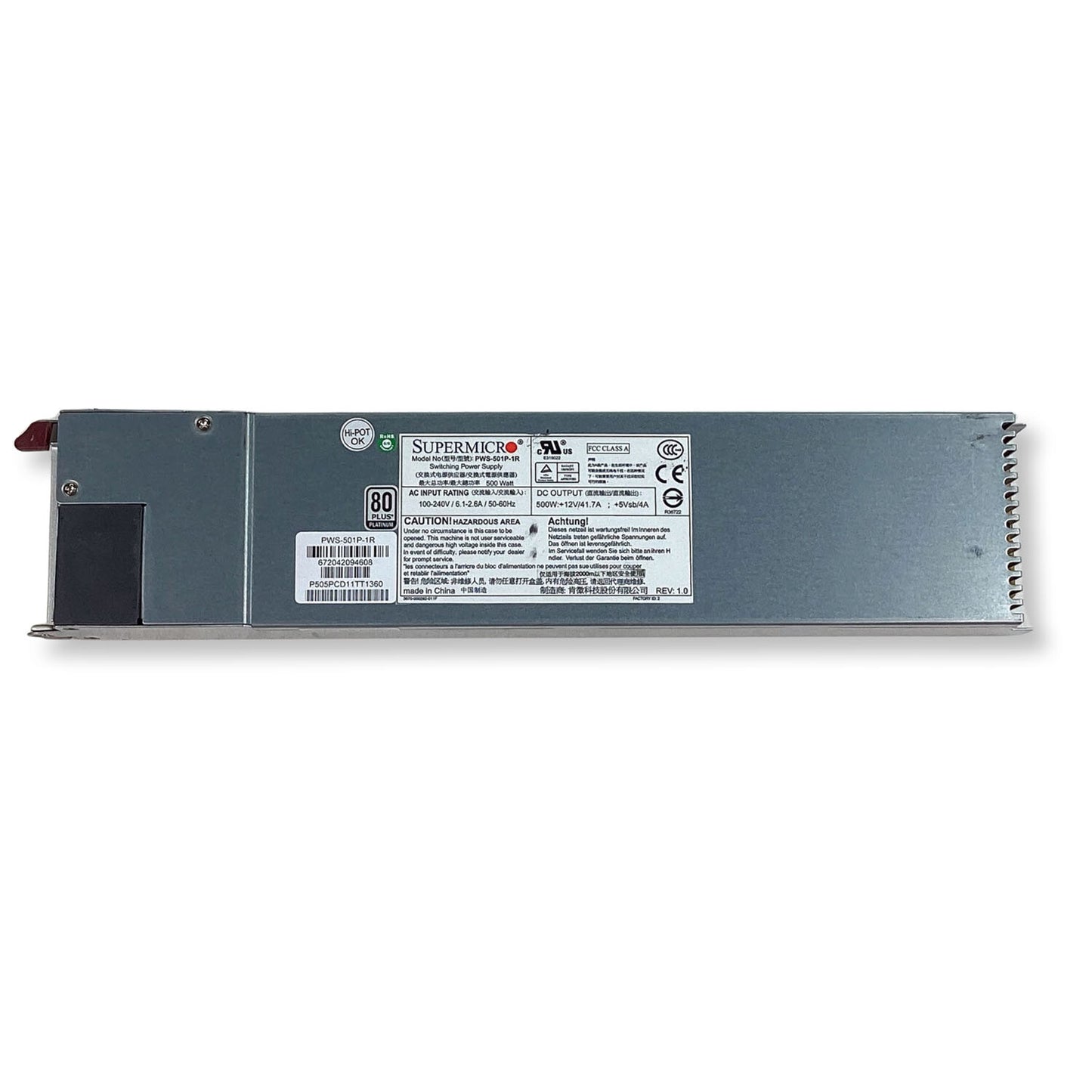 Genuine SuperMicro PWS-501P-1R 80 Plus Platinum 500W Redundant Power Supply