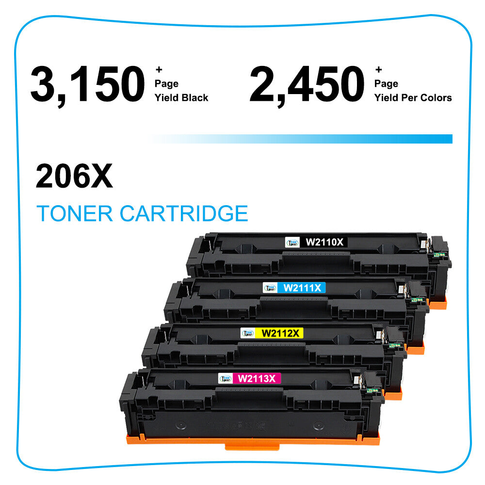 4 W2110X Toner Compatible for HP 206X LaserJet Pro M283fdw M282 M283 [With Chip]