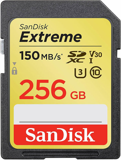 SanDisk 256GB Extreme SD SDXC Card 150MB/s Class 10 UHS-1 U3 4K Memory SDSDXV5