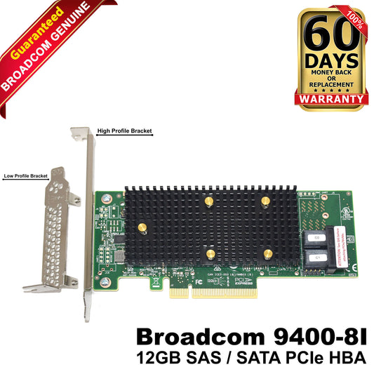 LSI Broadcom 9400-8i SAS 12Gbps 8-Ports PCIe Tri-Mode Storage Host Bus Adapter (NOT FOR HOME PC)