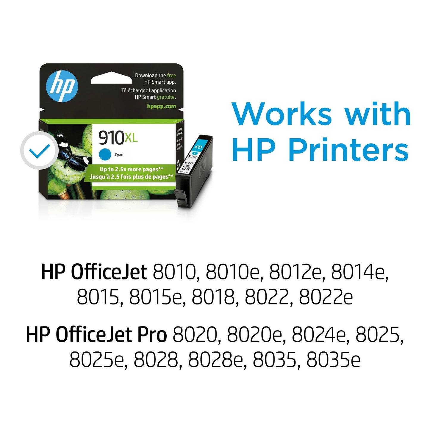 HP 910XL High Yield Cyan Original Ink Cartridge, ~825 pages, 3YL62AN#140