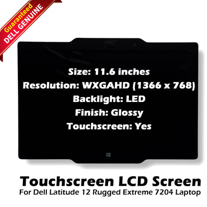 Dell Latitude 12 Rugged Extreme 7204 11.6" Touchscreen LCD Screen Assembly GVGPF