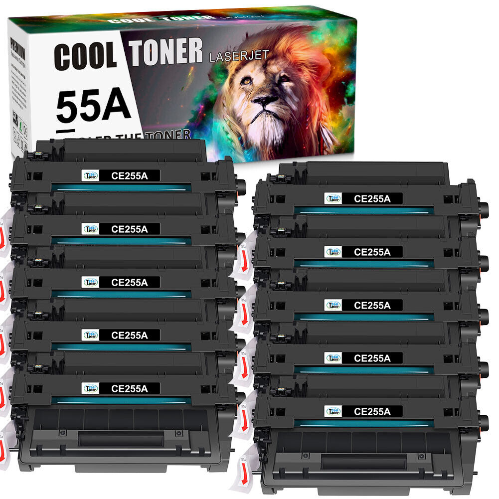 10PK CE255A Toner Cartridge Compatible With HP LaserJet P3010 P3015 P3015dn M525