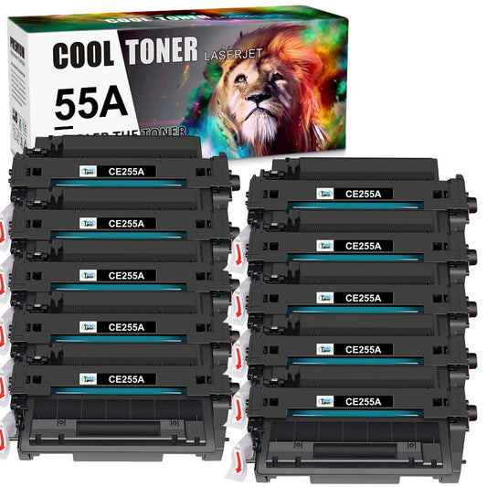 10PK CE255A Toner Cartridge Compatible With HP LaserJet P3010 P3015 P3015dn M525