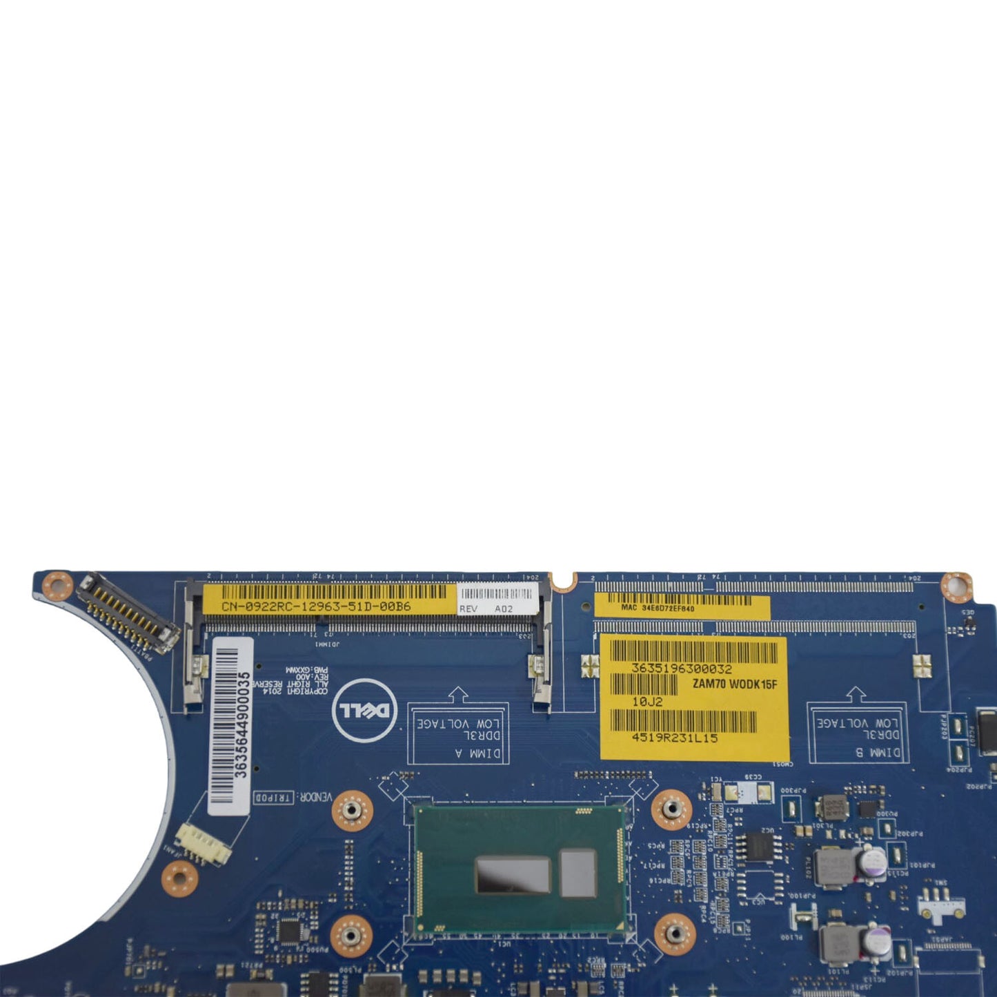 Dell OEM Latitude E5450 Laptop Motherboard i3-5010U 2.1GHz DDR3 LA-A902P 922RC