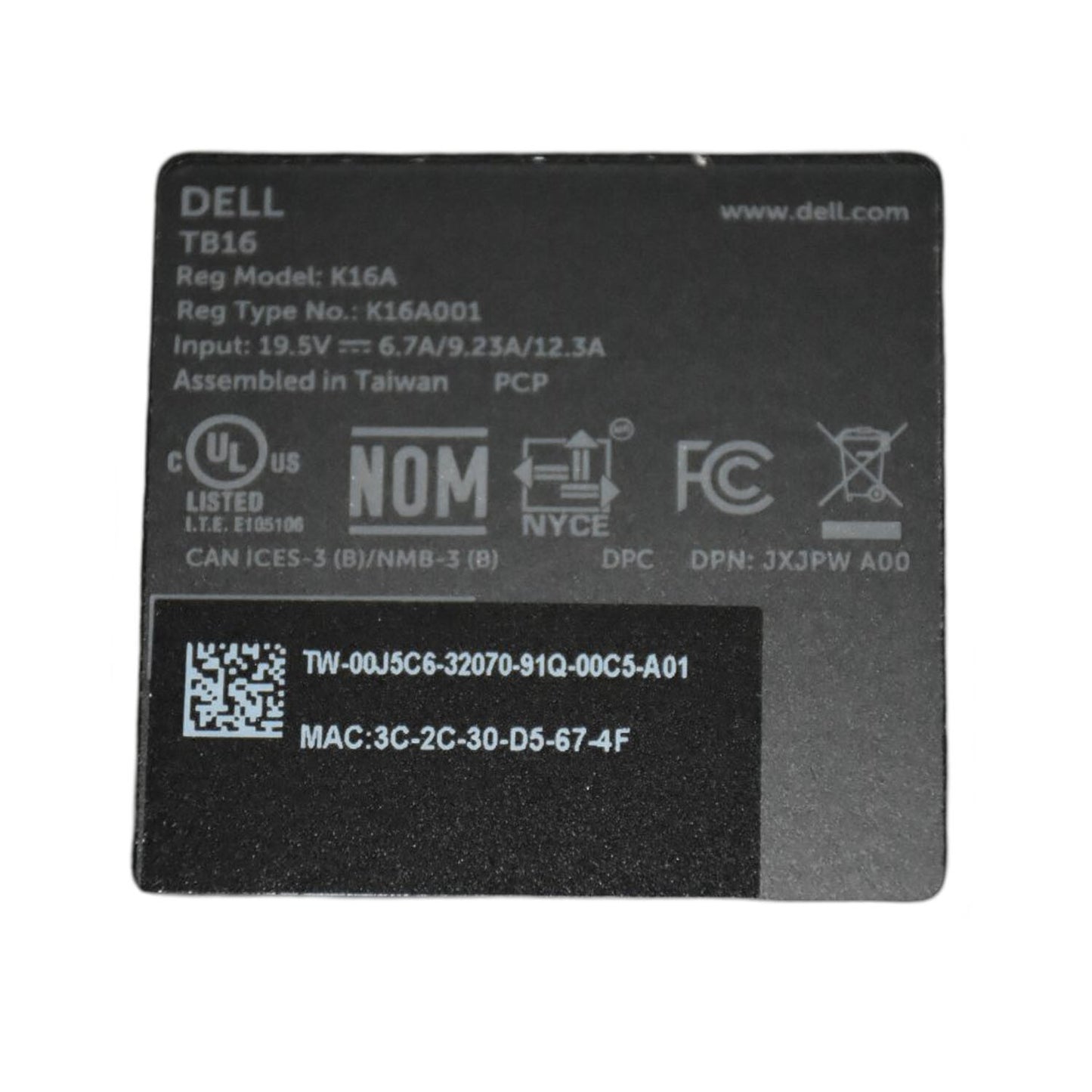 Dell TB16 Thunderbolt 3 (USB-C) Docking Station with 180W Adapter M1D43