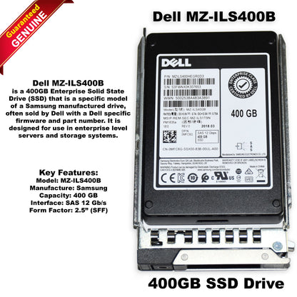 Dell PowerEdge G14-G17 MZ-ILS400B MFC6G 400GB SAS 12Gbps MU HS 2.5" SSD w/ Tray (NOT FOR HOME PC)