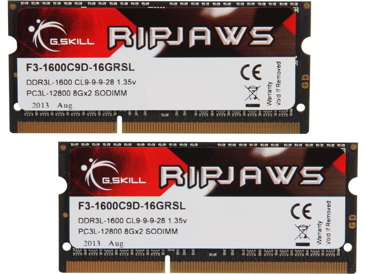 G.SKILL Ripjaws Series 204-Pin DDR3 SO-DIMM DDR3L 1600 (PC3L 12800) Laptop Memo