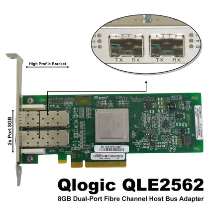 QLogic 8GB FC Dual Port HBA N2XX-AQPCI05 QLE2562-CSC 2-Port Fiber Channel Card