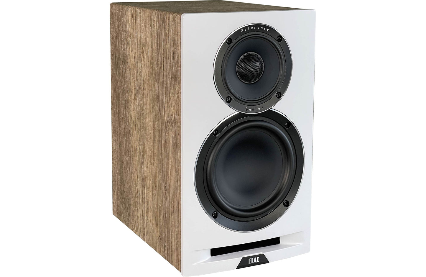 Elac UBR62-W 6-1/2? Uni-Fi Reference Bookshelf Speakers - White with Oak (Pair)