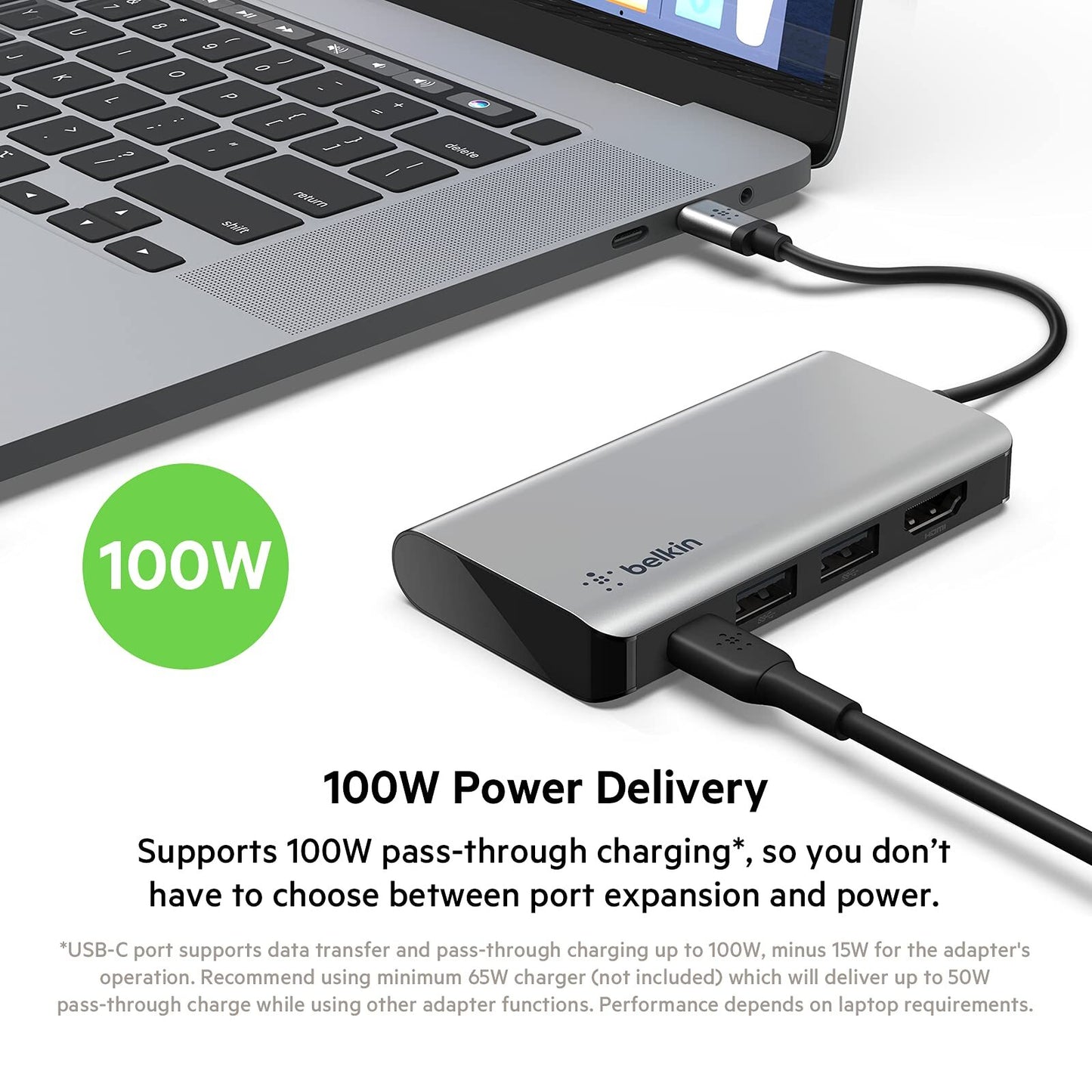 Belkin USB C Hub, 4-in-1 Multi-Port Laptop Dock with 4K HDMI, USB C Docking Stat