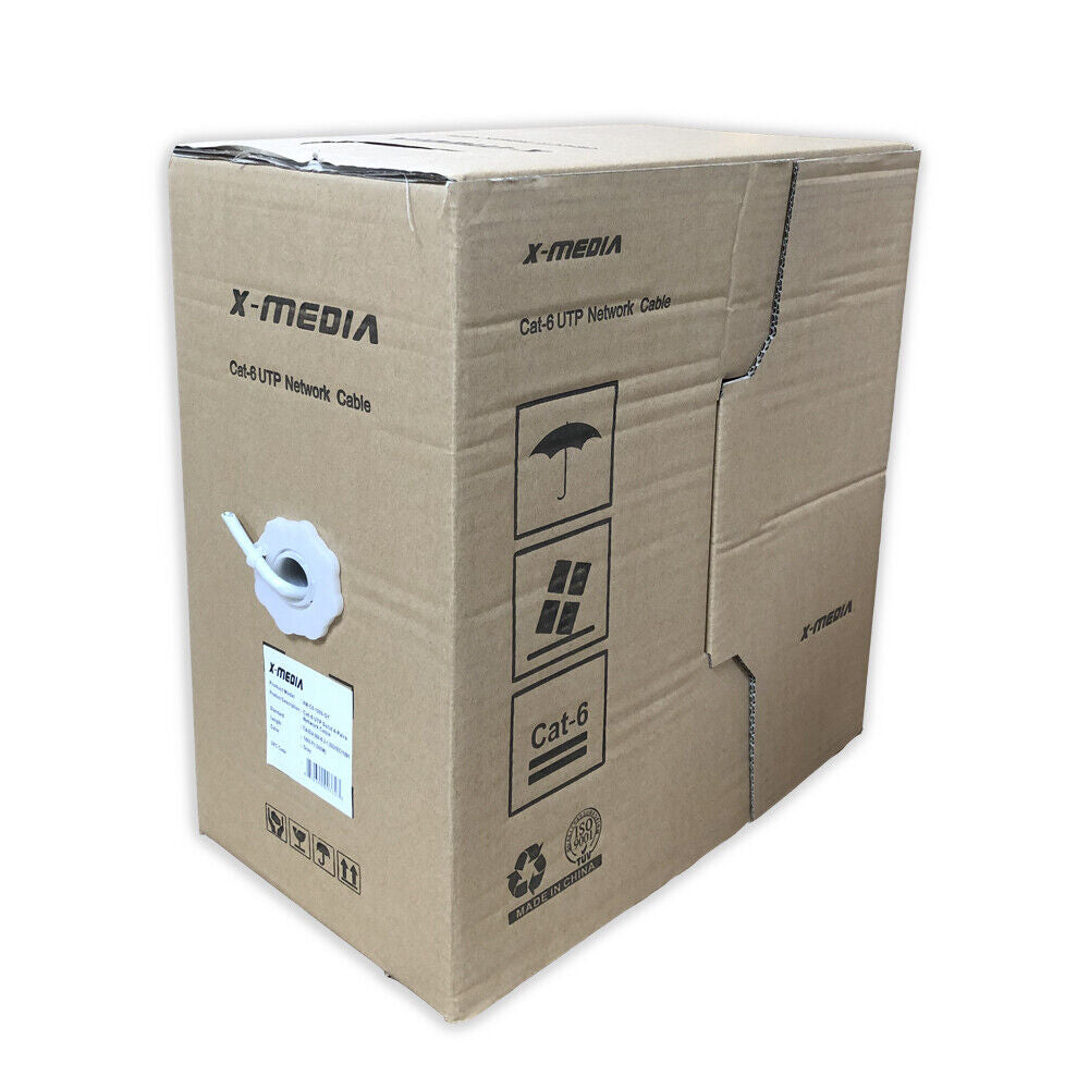 Cat6 1000Ft Cable 23AWG Solid UTP Ethernet Wire Network Bulk CCA LAN Cable, Gray