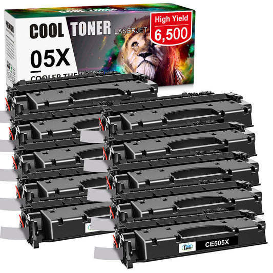 10 Pack Black Toner Compatible With HP CE505X 05X LaserJet P2053 P2055d P2055x