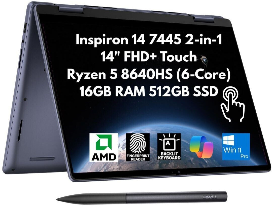 Dell Inspiron 7445 2-in-1 14" FHD+ Touch Ryzen 5 8640HS 16GB 512GB SSD Pen W11P