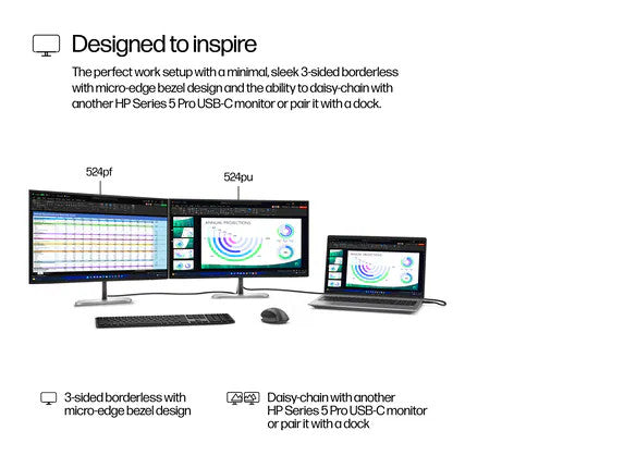 HP Series 5 Pro 23.8 inch FHD Monitor - 524pf 23.8" FHD (1920 x 1080) 50-100 Hz