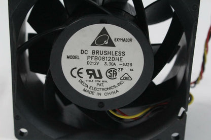 Delta 80mm x 80mm x 38mm Extreme High Speed Fan, Bare Wire, PFB0812DHE-F00
