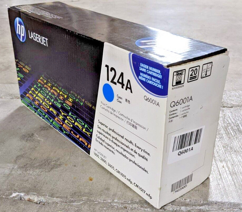 Genuine HP 124A Q6001A Cyan Toner Cartridge 2K Page HP 1600 2600 2605 CM1015 NEW