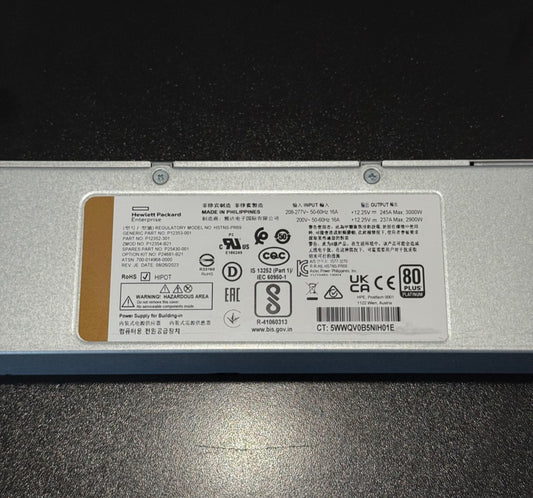 HPE P12352-301 3000W Platinum Power Supply HSTNS-PR69 P12354-B21 P25430-001