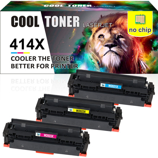 3 CMY W2020X No Chip Toner Compatible with HP 414X Color LaserJet M454dn M479fdw